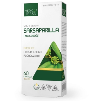 Medica Herbs Sarsaparilla (Kolcorośl) 450mg 60kapsułek OSTATNIE SZTUKI cena 14,80zł