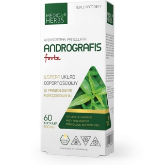 Medica Herbs Andrografis Forte ekstrakt 20% andrografolidów 500mg 60kapsułek cena 29,95zł