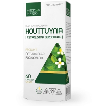 Medica Herbs Houttuynia (Pstrolistka Sercowata) 520mg 60kapsułek cena 15,95zł