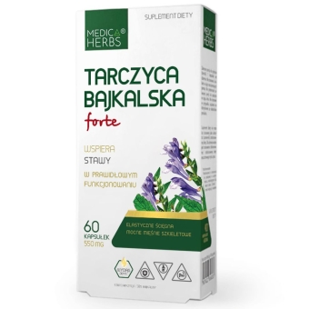 Medica Herbs Tarczyca bajkalska forte (Scutellaria baicalensis) 550 mg 60kapsułek cena 22,95zł