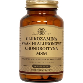 Solgar Glukozamina kwas hialuronowy, chondroityna, MSM 60tabletek cena 169,90zł