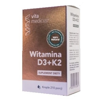 VitaMedicus Naturalna Witamina D3 2000IU+K2 MK7 50 mcg krople 210 porcji 29,4ml cena 79,00zł