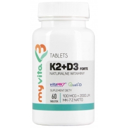 MyVita Witamina K2 MK-7 100mcg + D3 2000 iu 60tabletek cena 30,95zł