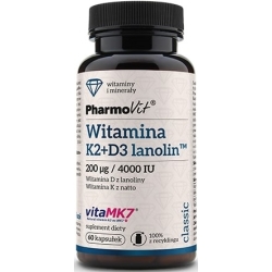 Pharmovit K2+ D3 lanolin™ 200 µg/4000IU 60kapsułek cena 46,50zł