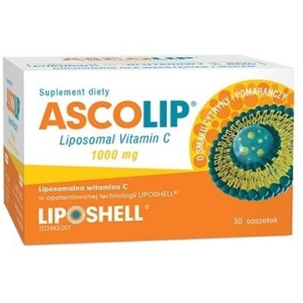 Ascolip Liposomal Vitamin C - liposomalna witamina C smaku cytryny i pomarańczy 30saszetek cena 69,90zł