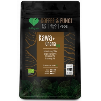 BeOrganic Coffee & Fungi Kawa Arabica mielona + Chaga BIO 252g cena 59,90zł