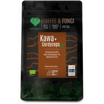 BeOrganic Coffee & Fungi Kawa Arabica mielona + Cordyceps BIO 252g cena 59,90zł