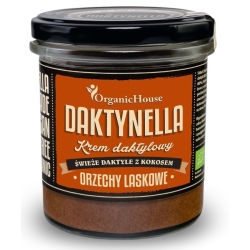 Krem kokosowo-daktylowy orzechy laskowe Daktynella bezglutenowy BIO 280 g Organic House cena 30,85zł