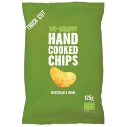 Chipsy ziemniaczane cienko krojone o smaku śmietankowo - cebulowym BIO 125 g Trafo cena 10,69zł