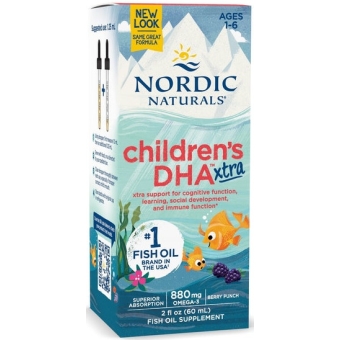 Nordic Naturals Children's DHA Xtra 880mg (Kwasy omega-3 JAGODA) 60ml cena 122,90zł