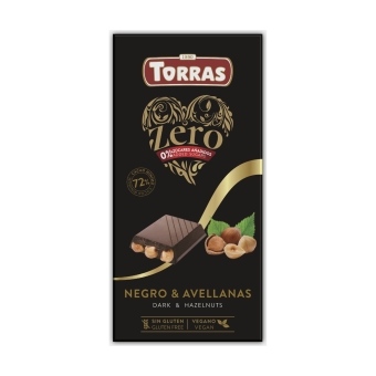 Czekolada gorzka 72% kakao z orzechami laskowymi bez dodatku cukru ZERO 150 g Torras cena 23,40zł