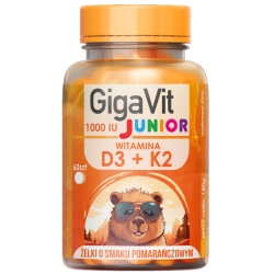 Gigavit Witamina D3 1000+ K2 100MCG JUNIOR dla dzieci żelki pomarańczowe 60 sztuk cena 50,90zł