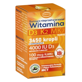 Witamina D3 K2 MK7 (D3 4000IU K2 100mcg) krople 30ml Asepta cena 43,90zł