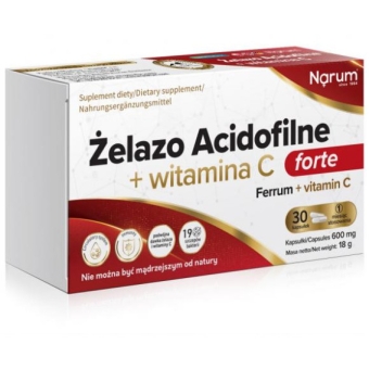 Narum Żelazo Acidof.+Wit.C forte 30kaps cena 63,90zł