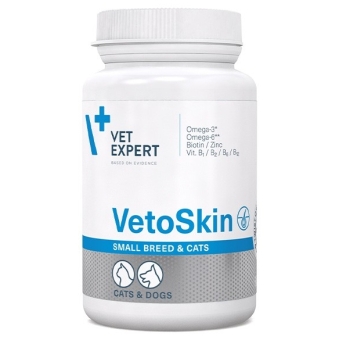 VetExpert VetoSkin preparat na skórę i sierść dla psów małych ras i kotów 90kapsułek cena 63,90zł
