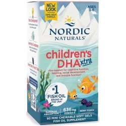 Nordic Naturals Children's DHA Xtra 636mg (Kwasy omega-3 + DHA + EPA JAGODA) 90kapsułek cena 87,90zł