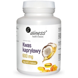 Aliness Kwas kaprylowy (60% C8) 600mg 90kapsułek cena 39,90zł
