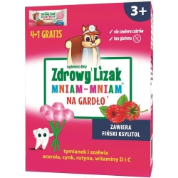 Zdrowy Lizak Mniam-Mniam na gardło smak malinowy 5sztuk cena 10,90zł