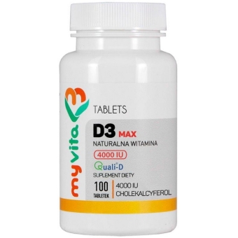 MyVita Witamina D3 MAX 4000IU 100tabletek PROMOCJA cena 19,89zł