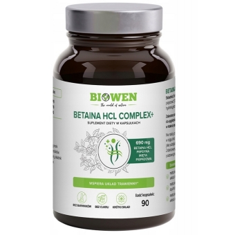 Biowen Betaina HCL + Pepsyna + Mięta pieprzowa Complex+ 90kapsułek cena 58,10zł