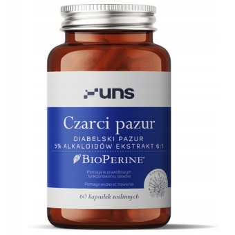 UNS Czarci Pazur + BioPerine 5% alkaloidów 60kapsułek cena 49,00zł