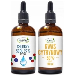 Chloryn sodu 27% 100 ml + kwas cytrynowy 50% 100ml Natvita cena 50,05zł