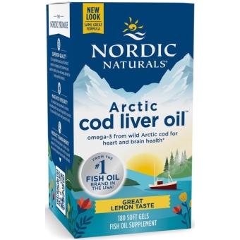 Nordic Naturals Arctic Cod Liver Oil 750mg (Olej z wątroby dorsza arktycznego CYTRYNA) 180kapsułek cena 198,90zł