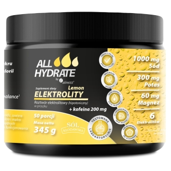 Aliness ALLHydrate Elektrolity Lemon + Kofeina 200mg 345g cena 59,90zł