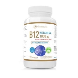 Witamina B12 1000 + leucyna + prebiotyk 120kapsułek Progress Labs cena 34,90zł