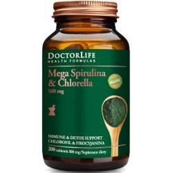 Doctor Life Mega Spirulina & Chlorella 500mg 200tabletek cena 70,90zł