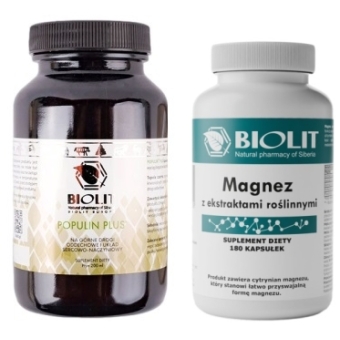 Zestaw Biolit Populin Plus 200ml + Biolit cytrynian magnezu z ekstraktami roślinnymi 60kapsułek cena 239,00zł