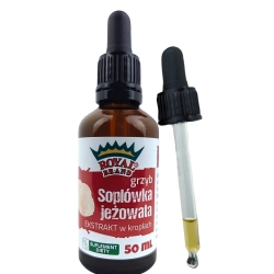 Ekstrakt z grzybów Soplówki jeżowatej Hericium erinaceus ekstrahent 90%  krople 50ml Royal Brand cena 79,00zł