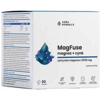 Aura Herbals MagFuse: Magnez + Cynk 30saszetek cena 26,75zł