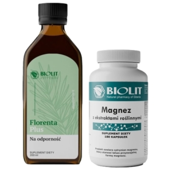 Biolit Florenta Plus 200ml + Biolit Magnez cytrynian magnezu z ekstraktami roślinnymi 180kapsułek cena 156,90zł