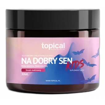 Topical żelki Na Dobry Sen Kids z melatoniną dla dzieci smak malinowy 30żelek cena 57,90zł