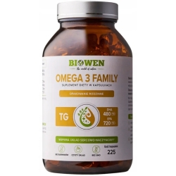 Biowen Omega 3 Family TG (720mg EPA, 480mg DHA) 225kapsułek cena 99,99zł