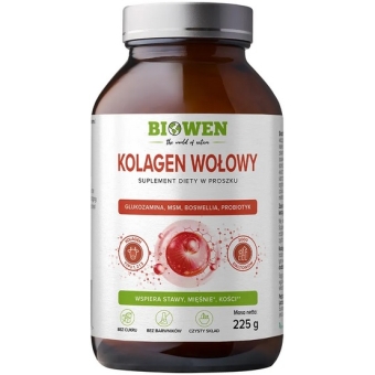 Biowen Kolagen wołowy typu I, II, III  proszek 225g cena 99,99zł