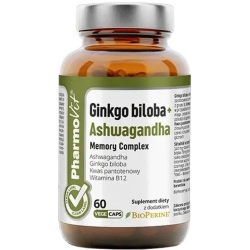 Pharmovit Clean Label Ginkgo biloba + Ashwagandha Memory Complex 60kapsułek cena 31,90zł
