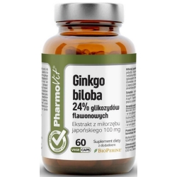Pharmovit Clean Label Ginkgo biloba 24% glikozydów flawonowych 60kapsułek cena 31,90zł