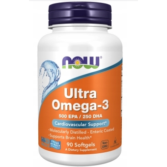 Now Foods Ultra Omega-3 Kwasy EPA 500mg DHA 250mg olej rybi 90kapsułek cena 71,90zł