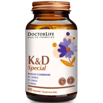 Doctor Life Witamina K & Witamina D3 Special w oleju z czarnuszki 60kapsułek cena 47,50zł