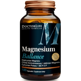 Doctor Life Magnesium Ballance Cytrynian Potasu + Jabłczan Magnezu + Witamina B6 120kapsułek cena 56,50zł