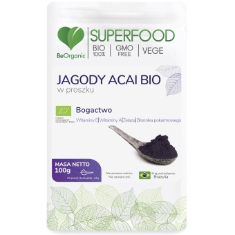 BeOrganic SuperFood Jagody Acai BIO w proszku 100g cena 54,99zł