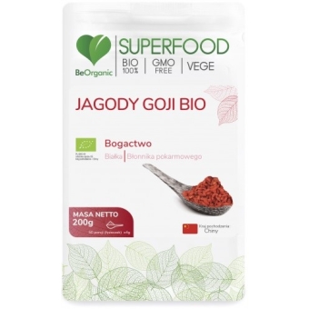 BeOrganic SuperFood Jagody Goji BIO w proszku 200g cena 27,90zł