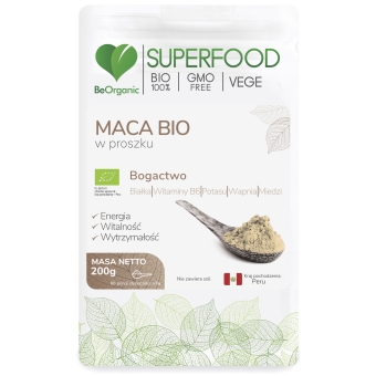 BeOrganic SuperFood Maca BIO w proszku 200g cena 18,99zł