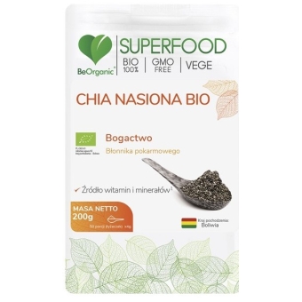 BeOrganic SuperFood Chia nasiona BIO w proszku 200g cena 13,99zł