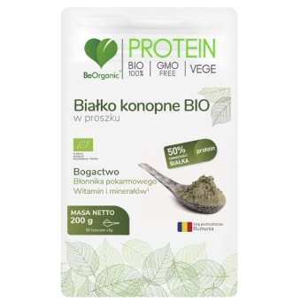 BeOrganic PROTEIN Białko konopne BIO w proszku 200g cena 21,99zł