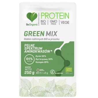 BeOrganic PROTEIN GREEN MIX BIO w proszku 250g cena 29,99zł