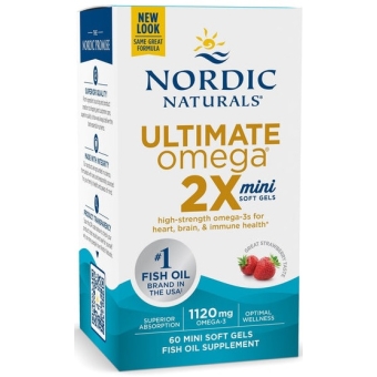 Nordic Naturals Ultimate Omega 2X Mini 1120mg (Koncentrat OMEGA-3 TRUSKAWKA) 60kapsułek cena 156,00zł