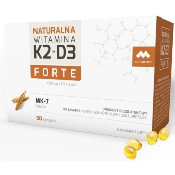 FutureMed Witamina K2 MK-7 forte 200 mcg Natto + witamina D3 2000IU 50kapsułek cena 69,00zł